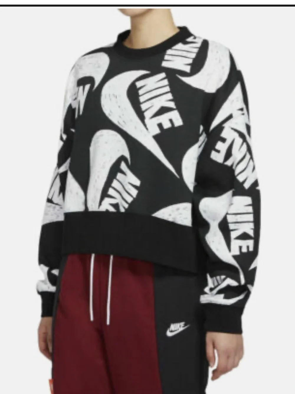 Nike Black Crewneck Sweatshirt with White Allover Logo